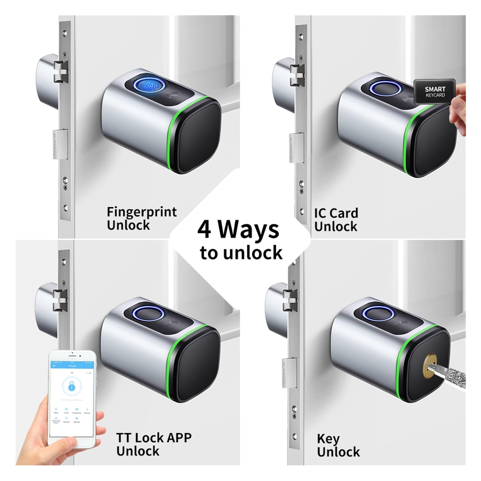 Serrure à cylindre intelligente sans clé avec application Tuya Smartlife RFID NFC IC carte (S1F-noir, 45 et 45)