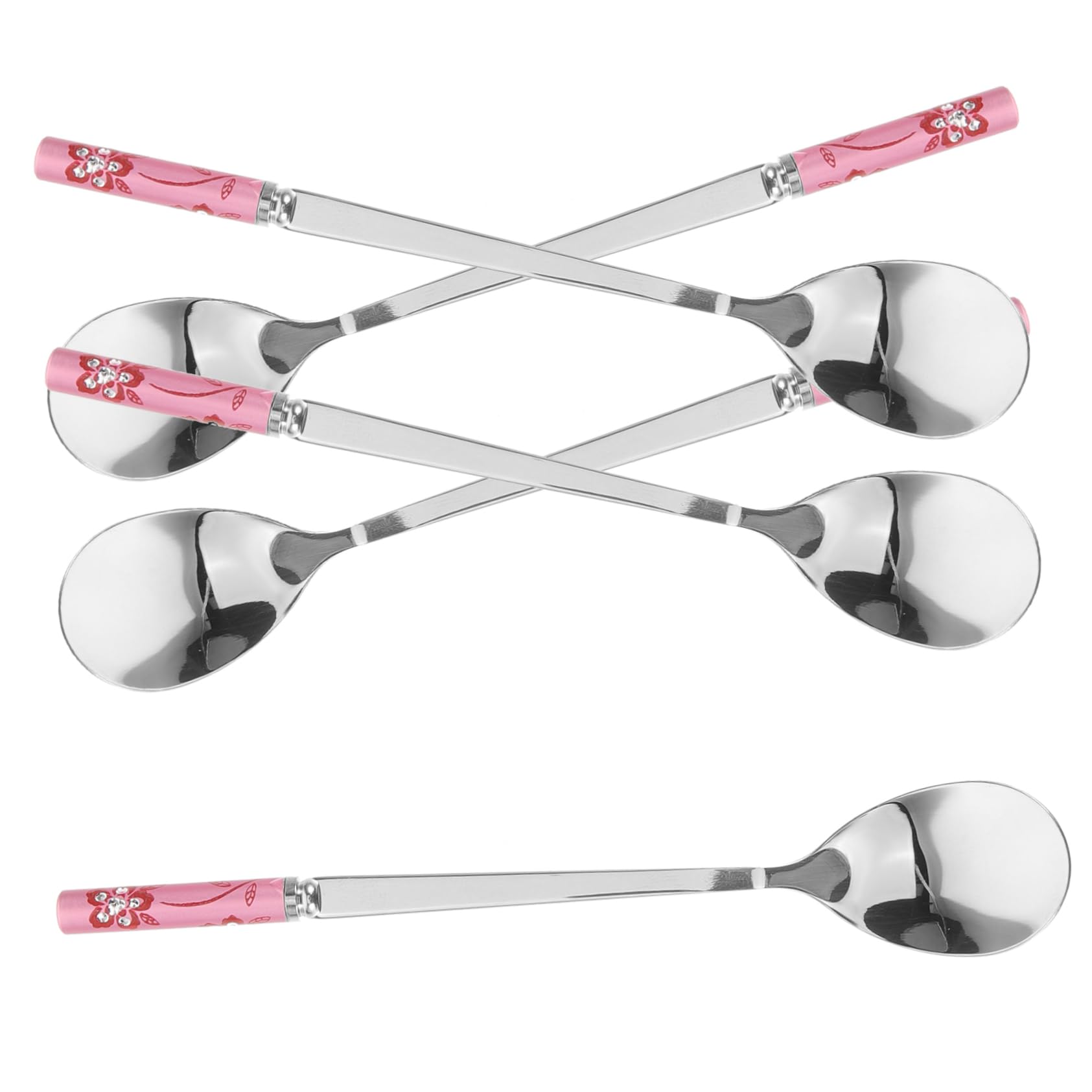 TOYANDONA 3 Series Cuchara De Comedor Portátil Cuchara Para Helado Forma Pequeño Cucharadas Café Exprés Cuchara De Café Cucharas De Agitación De Acero Inoxidable Postres Rosa 5 Piezas X 3