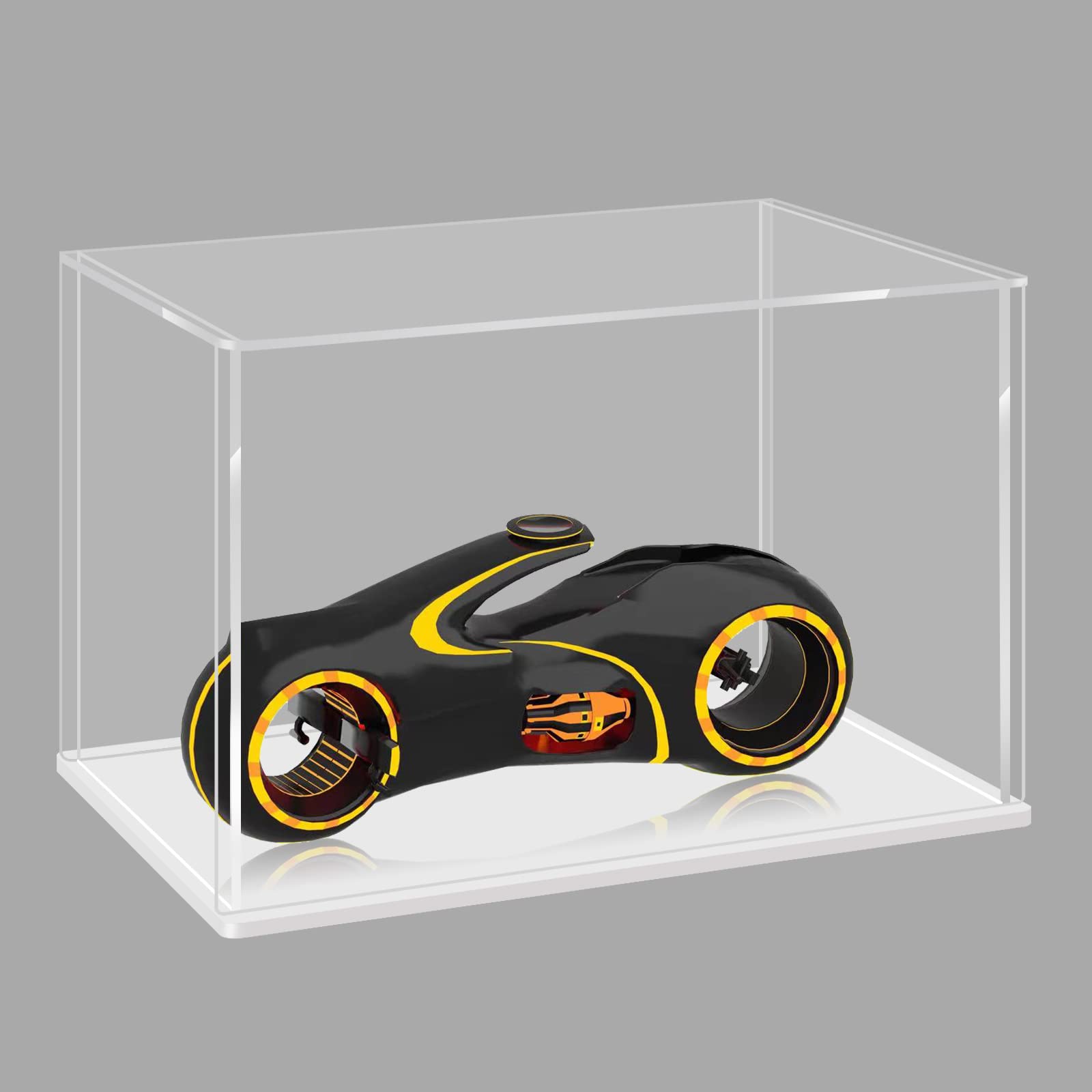 LANSCOERY Clear Acrylic Display Case, Assemble Horizontal Display Box Stand with White Base, Dustproof Protection Showcase for Collectibles Memorabilia Figurines (10x5x4inch; 25x13x10cm)