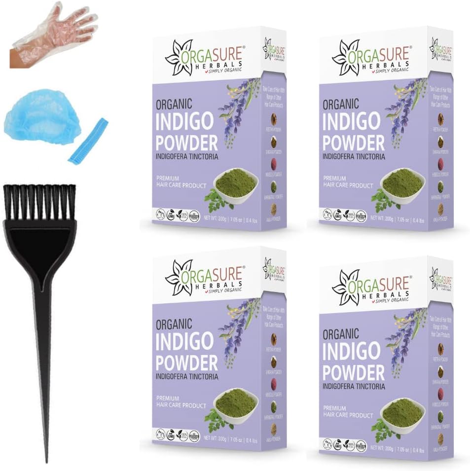 Natural Organic Indigo Powder for Black Hair color | 200g x 4 pack
