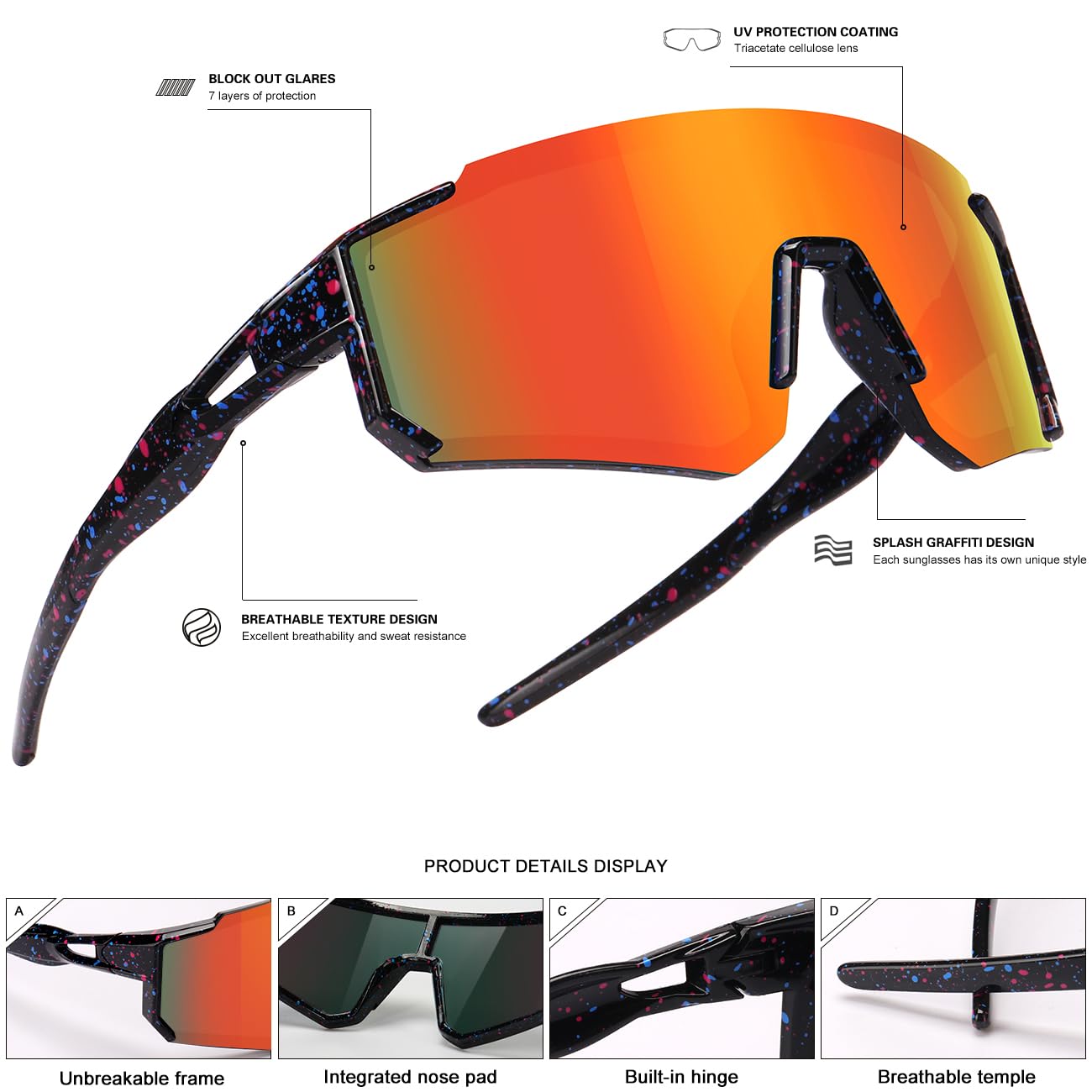 SEKKAF Młodzieżowe okulary baseballowe dziecięce sportowe okulary przeciwsłoneczne dla chłopców dziewcząt softball okulary rowerowe ochrona UV400