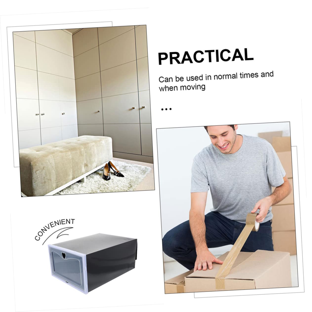 Scatola Organizer per Scarpe 6 Pezzi Pp Nera Struttura Cassetto | Design Forato Traspirante, Accesso Comodo, Robusta e Resistente, per Ordine Nell'armadio e Nelle Stanze
