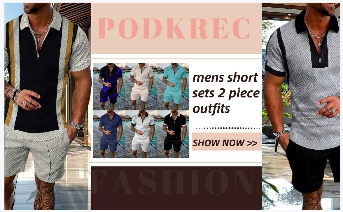 Mens Short Sets 2 Piece Outfits Polo Shirt Fashion Summer Tracksuits Beach Outfit Short Sleeve and Shorts Set for Men