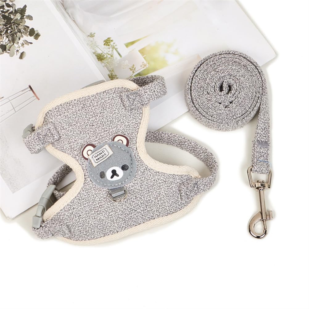 Zwergkaninchen-Harnisch, Kaninchen-Leine, Accessoires für Chihuahuas, Halsbänder & Leinen für Kleintiere, verstellbare atmungsaktive Leine (Grau)