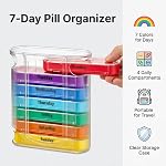 7-Day large capacity pill box ,Large Separate Compartments to Hold Medication,28 pill storage containers(Rainbow-colored)