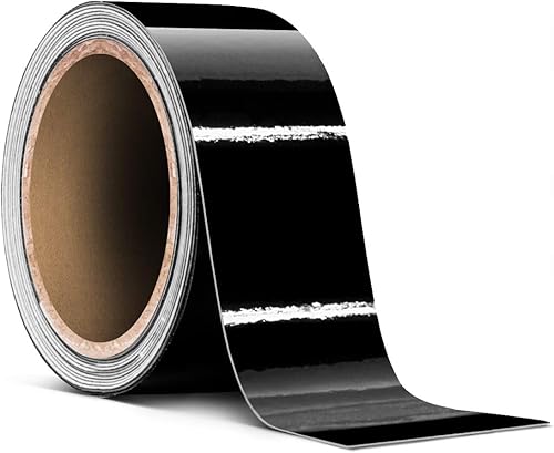 Rollo de cinta para envolver detalles con finas rayas de vinilo negro brillante de 20 pies