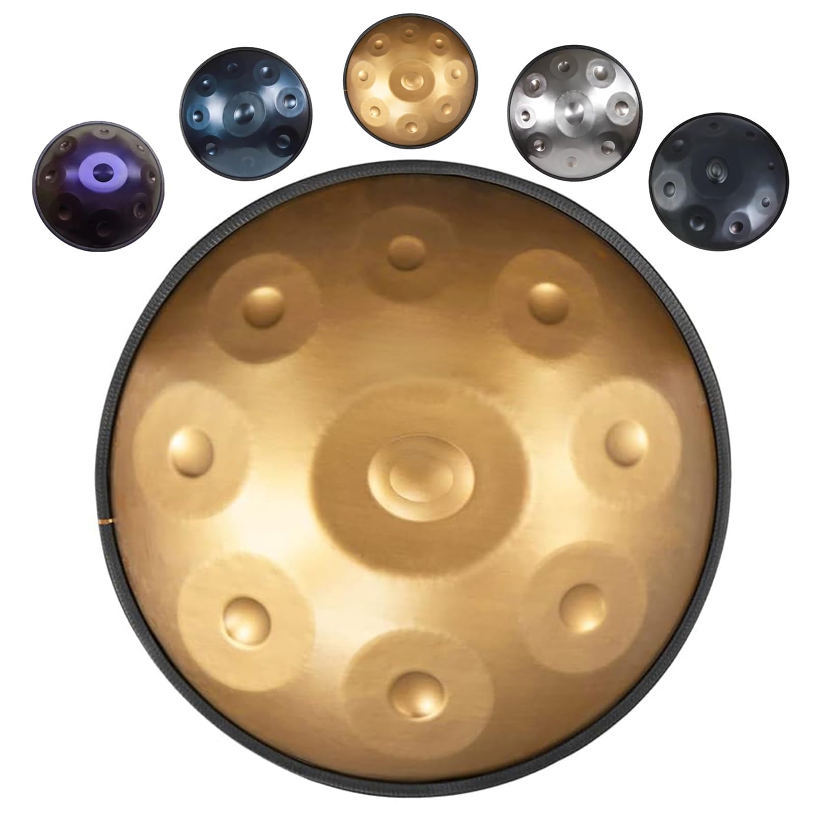 Tambor Handpan Tambor de Lengua 58cm 9 Notas 432Hz/440Hz Re menor Tambor de mano de acero para jardín exterior, Handpan Drum con bolsa(Gold,432Hz)