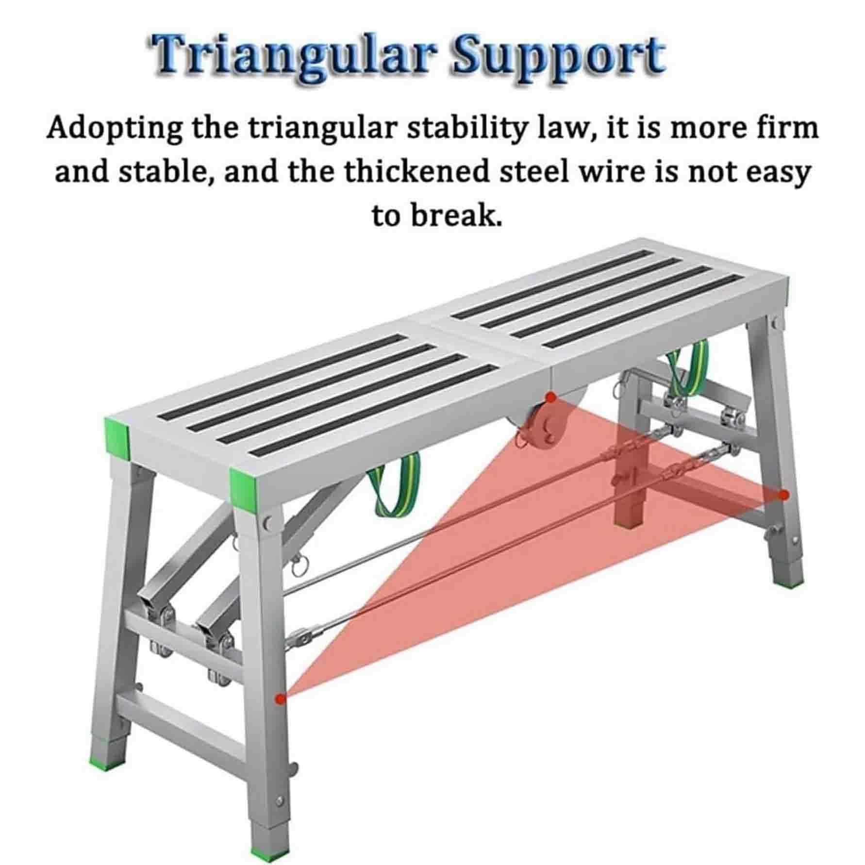 Échelle d'échafaudage pliable réglable en acier, plate-forme de travail portable, capacité de 362,9 kg pour la construction