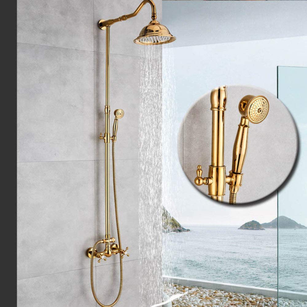 Système de douche doré pour salle de bains familiale et baignoire relaxante