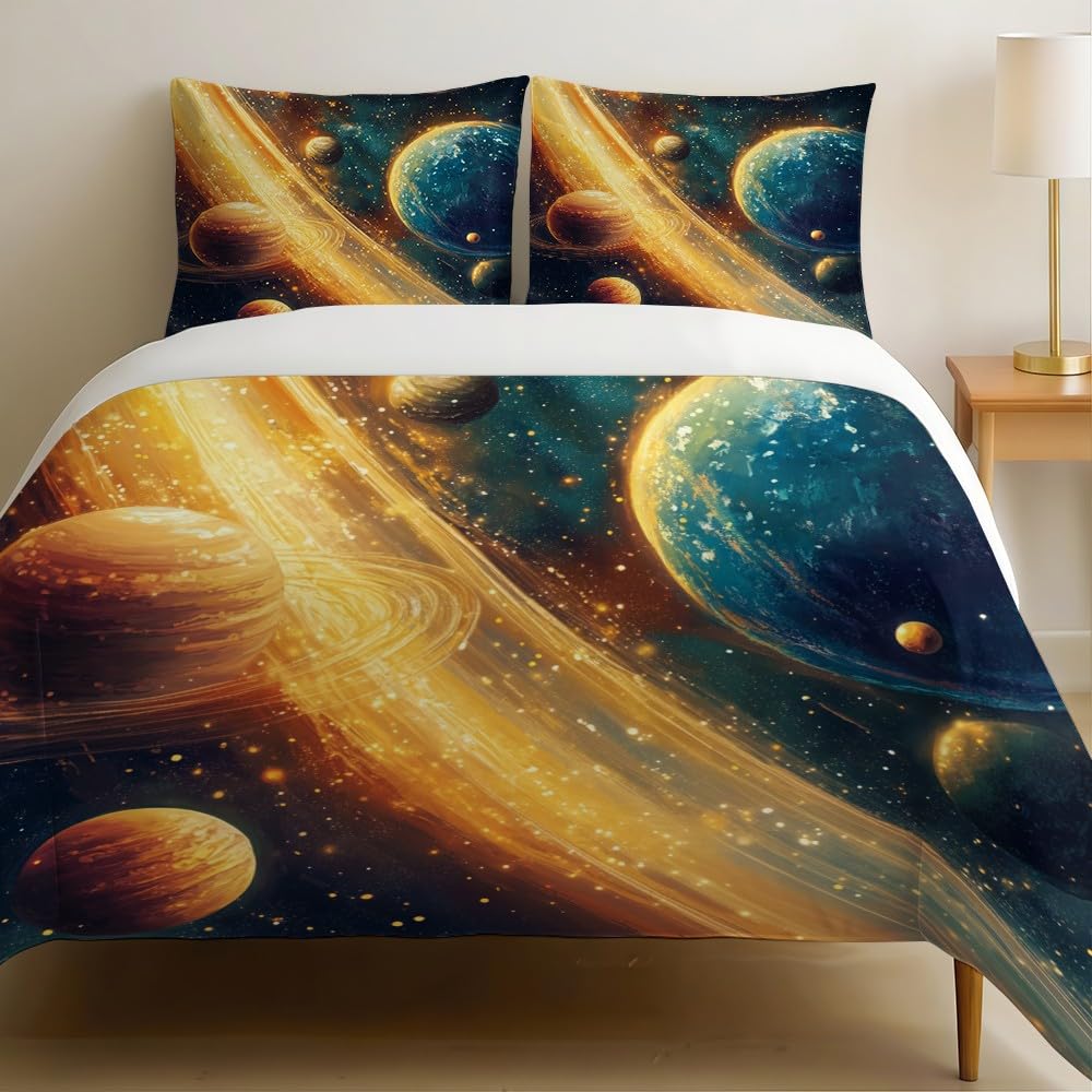 Housse de couette 220x240 planètes pour illuminer une chambre double