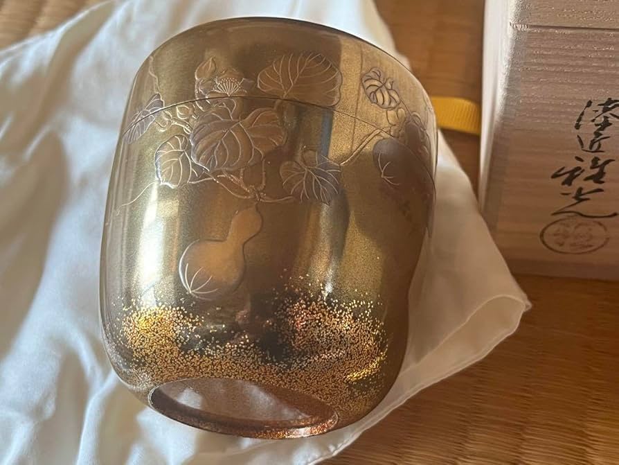 茶道具　六瓢蒔絵　大棗　内梨子地　雅光造 Amazon.co.jp: 本日24時まで限定お茶道具 六瓢蒔絵 大棗 内梨子