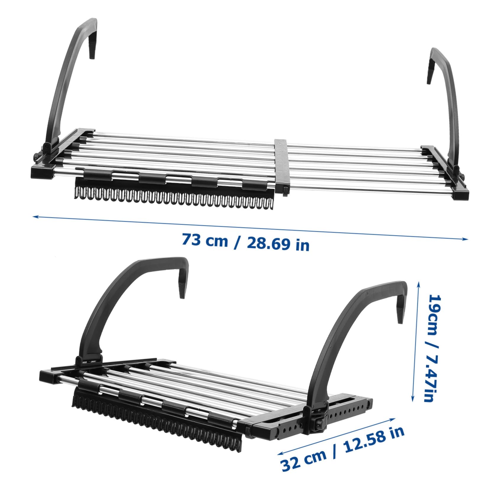 Stendibiancheria Portata da Acciaio in Balcone Biancheria e Inossidabile Salvaspazio Pieghevole 42-73cm Elevata per Guanti Leggera Lavanderia
