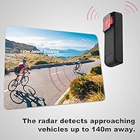 Vista 3 de BY-J Luz trasera de radar para bicicleta, alertas visuales y audibles para acercarse al vehículo, compatible con computadoras Garmin Wahoo Bike