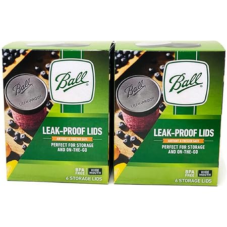 Ball Wide Mouth Storage Lid Leakproof 6 pk, Black, Airtight, Freezer Safe, Dishwasher Safe & BPA free (2)