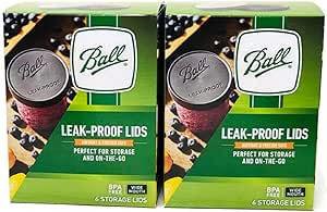 Ball Wide Mouth Storage Lid Leakproof 6 pk, Black, Airtight, Freezer Safe, Dishwasher Safe &amp; BPA free (2)