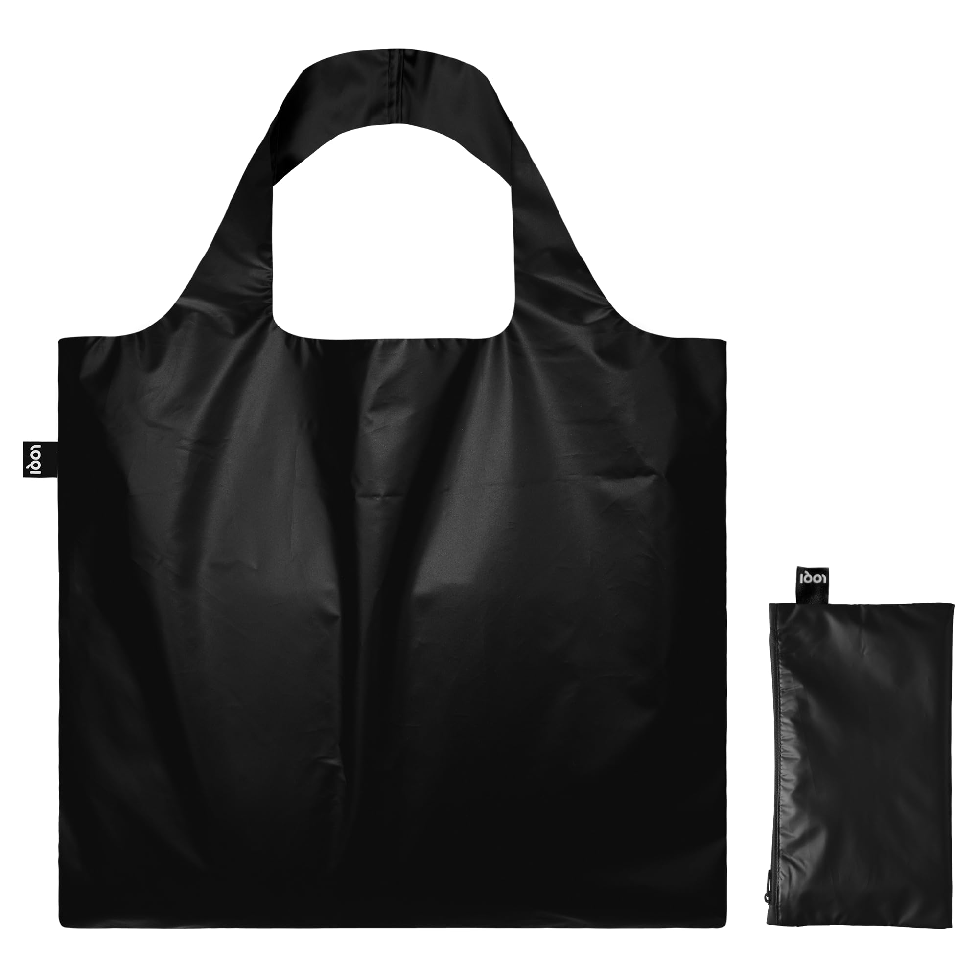 Sac LOQI METALLIC Black cabas réutilisable noir avec pochette zippée - 2