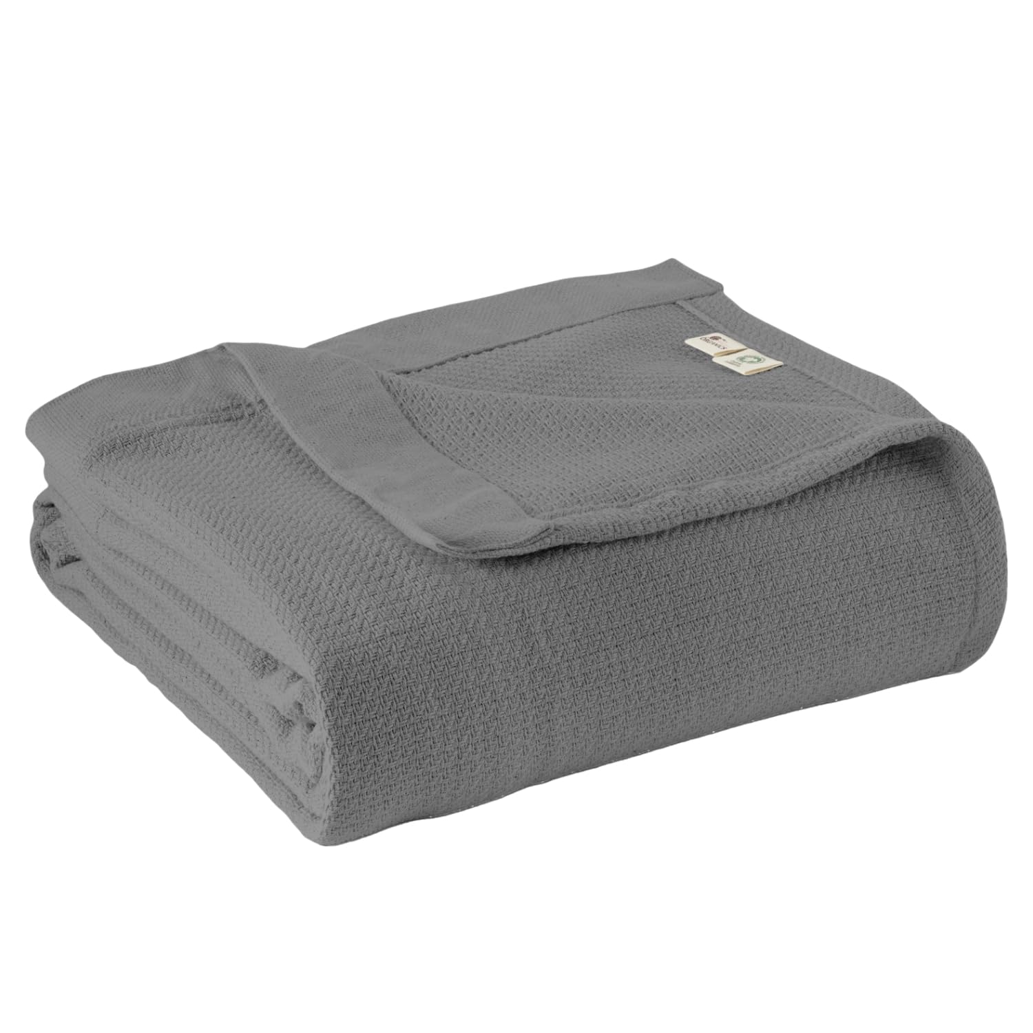 Whisper Organics Grey 100% Organic Cotton Blanket - Gots & Fairtrade Certified Organic Cotton Throw Blanket For Bed With Soft Heavy & Breathable Single Knit Weave - Great As Bedspread Or Coverlet (Gray, Twin)