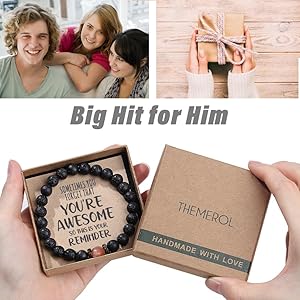 Gifts for Teen Boys/Men-Birthday Gifts Ideas-Beaded Bracelets for Son Grandson Nephew Teens Him