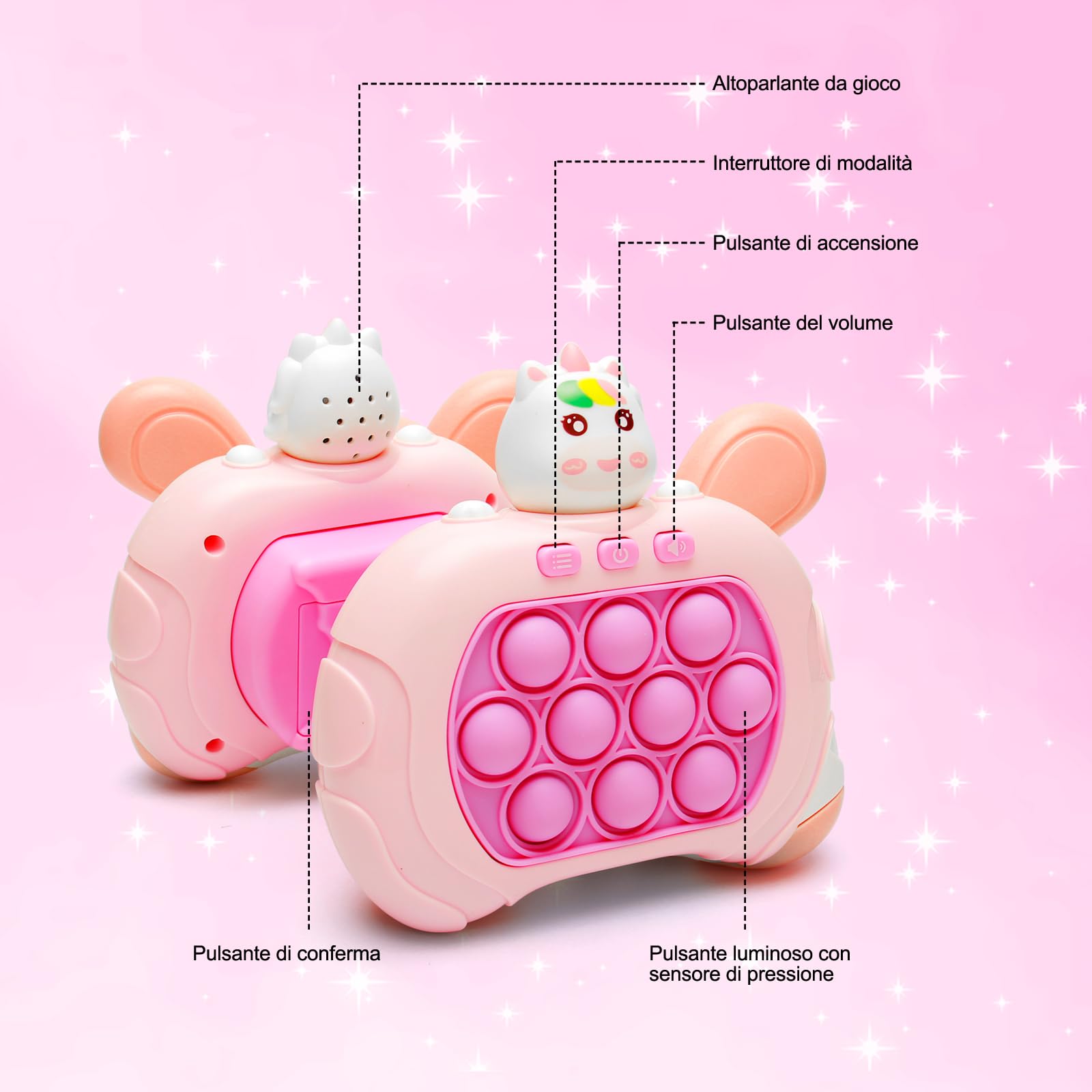 Pop It Elettronico, Gioco Quick Push Bubble Game A Spinta Pop Squeeze Toys Per Bambini Pulsante Puzzle Game Giocattoli Divertenti Regalo Per Bambini E Adulti Bubble Stress(Unicorno)