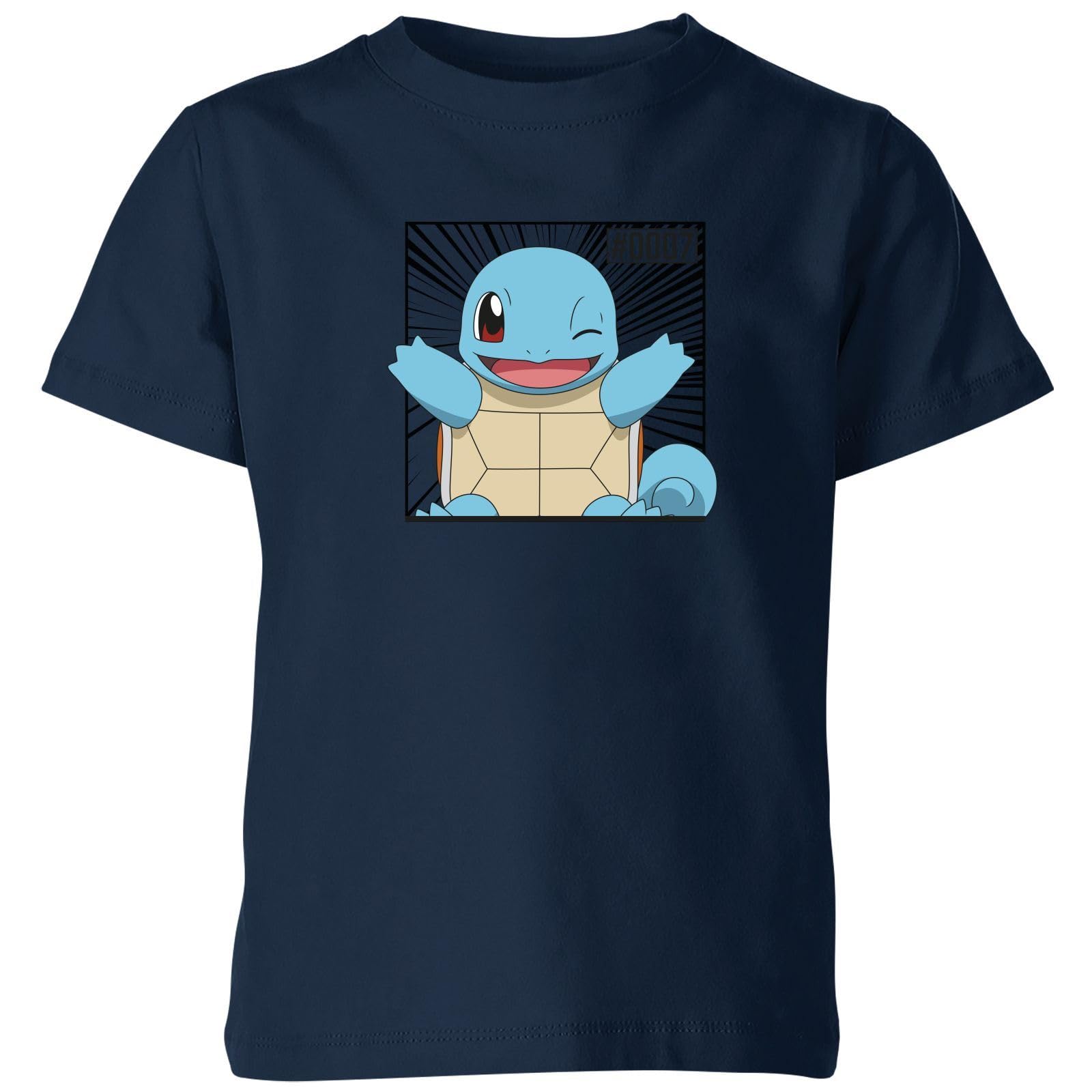 Pokemon Unisex Navy Pokédex Squirtle #0007 Kids T-Shirt - | Size: Yl