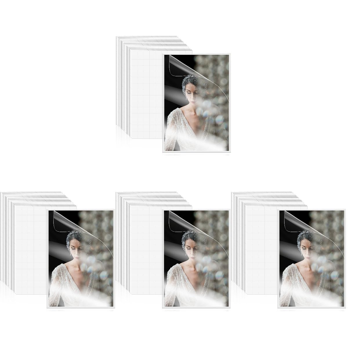 DOITOOL 200 Blatt Selbstklebende Laminierfolie für Fotos Glänzend Schutzfolie für Fotos Einfache Anwendung Wasserfest