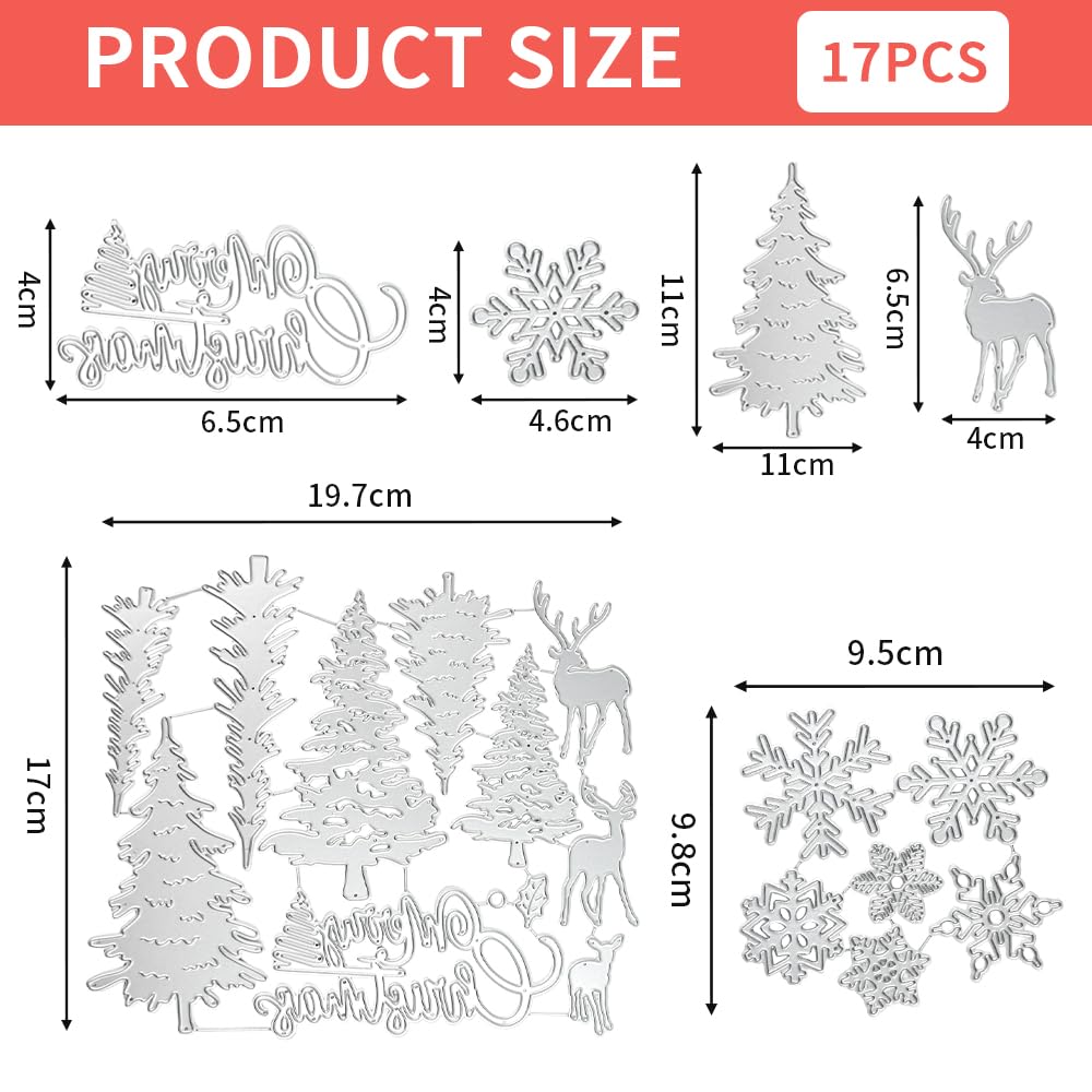 Fustelle Natalizie a Forma di Albero di Natale e Fiocco di Neve, Fustelle in Metallo 3D per Scrapbooking