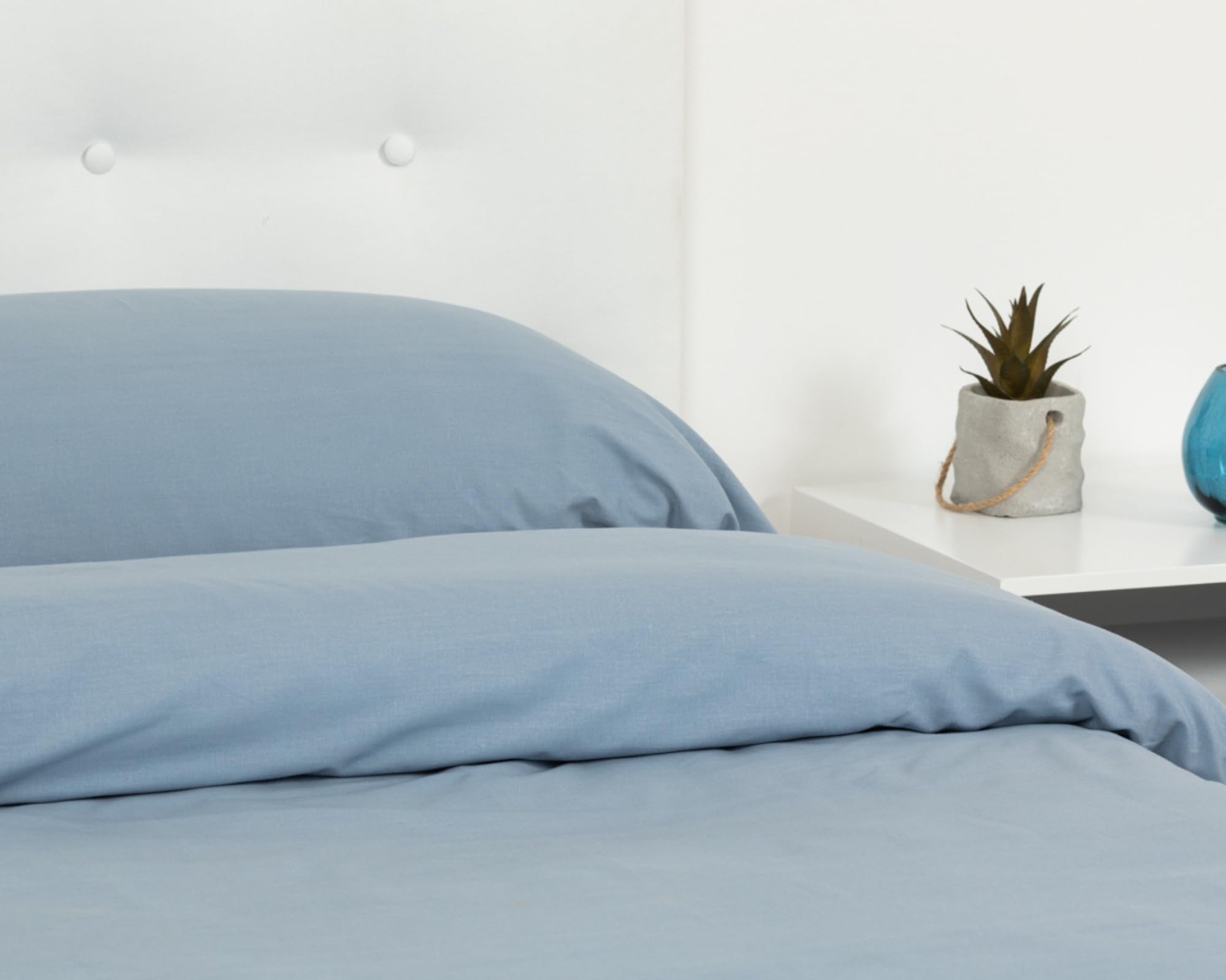 TRAMAS+ Funda Nórdica 100% Algodón, Cama 90, Funda edredón de 150x220cm y 1 Funda de Almohada 110x45cm, Certificado Oeko Tex - Indigo