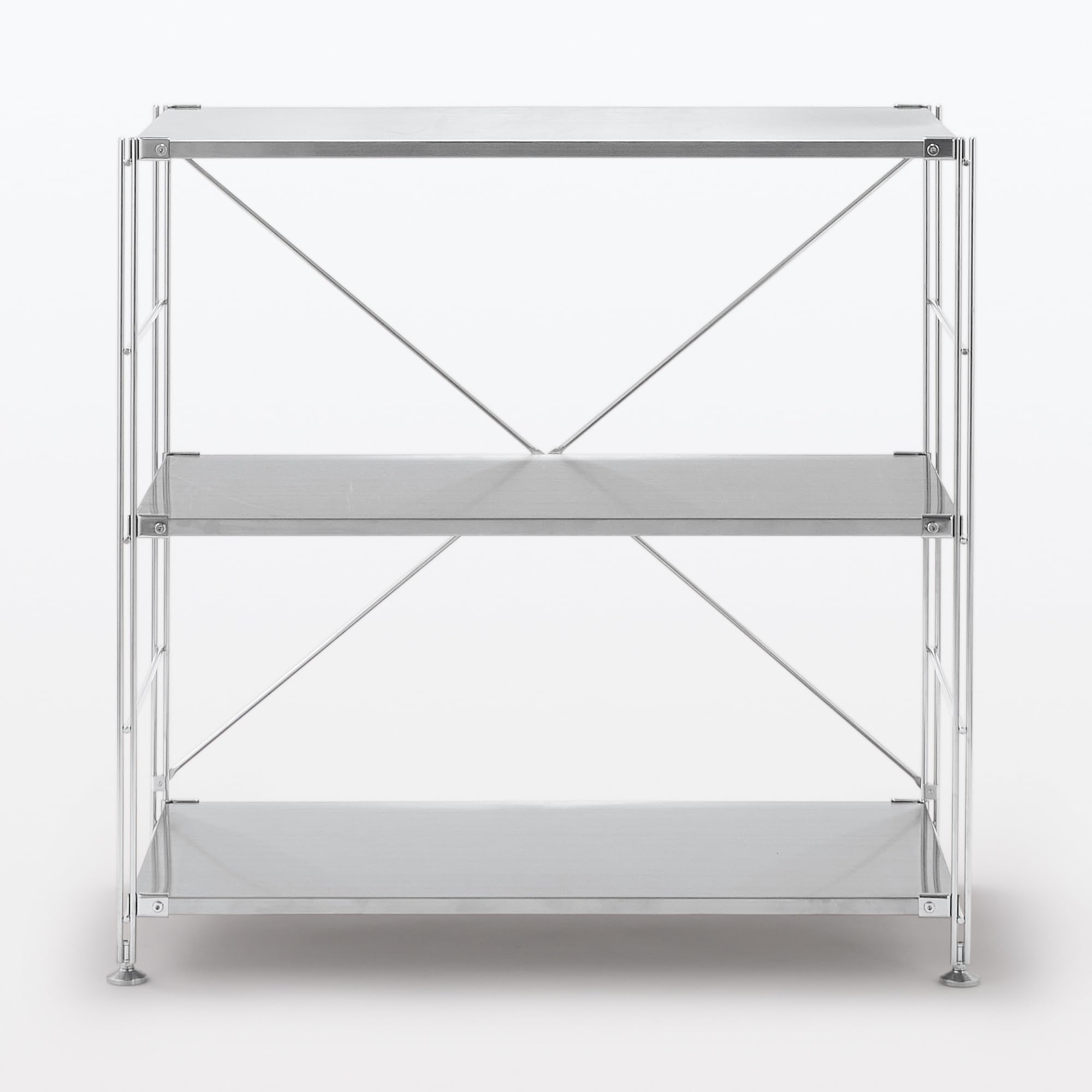 無印良品 スチールユニットシェルフ（ワイド・小）幅86×奥行41×高さ83cm Amazon｜無印良品 ステンレスユニットシェルフ・ステンレス棚セット