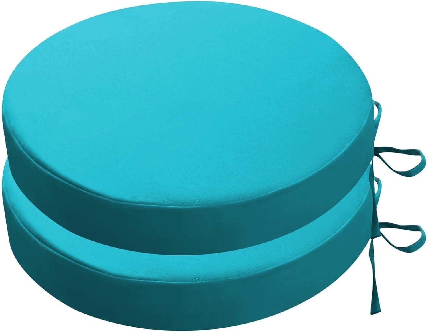 RTSFKFS Round Bistro Chair Cushions Set Of 2, Waterproof Patio Seat Pad With Ties And Removable Covers For Outdoor Furniture(Sky Blue,35x5cm 2pcs)