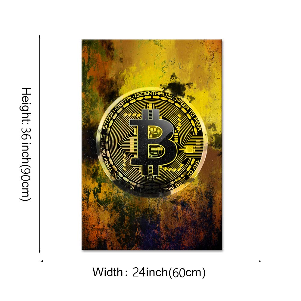 Bitcoin inspirierende Wandkunst, motivierende Unternehmerbilder, Kryptowährungshändler, Leinwandgemälde, moderne Hodl-Krypto-Poster, Drucke, Kunstwerk für Bürodekorationen, gerahmt (61 x B x 91 cm H)