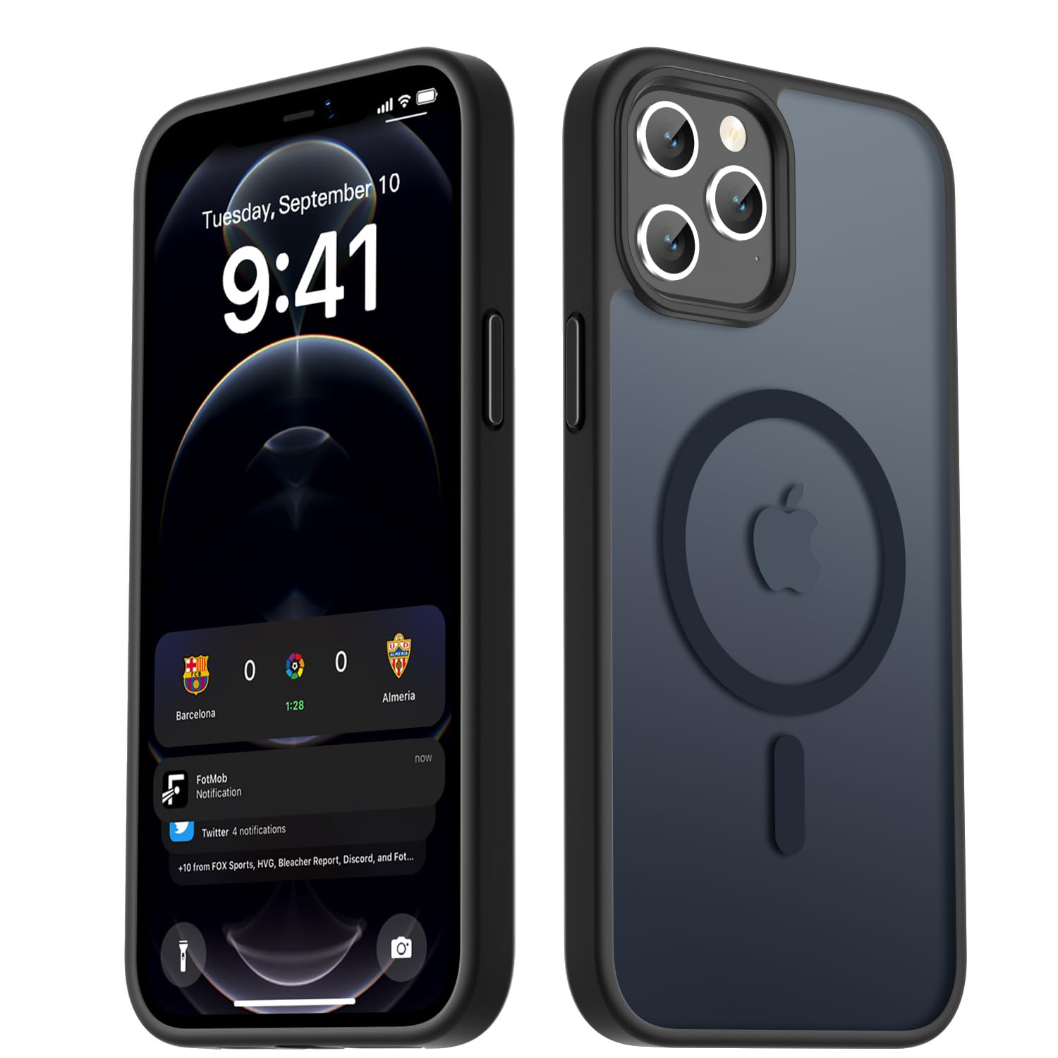LATVIN for iPhone 12 Pro Max Case, Magnetic Phone Cover, Compatible with MagSafe, Military Grade Protection, Translucent Matte Frosted Back, Black