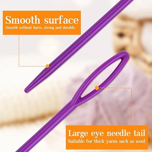 Miniatura 10 de 50 agujas de coser coloridas de plástico para ojos grandes, agujas de hilo de 2.75 pulgadas, agujas de tejer de plástico, agujas de bordar, agujas