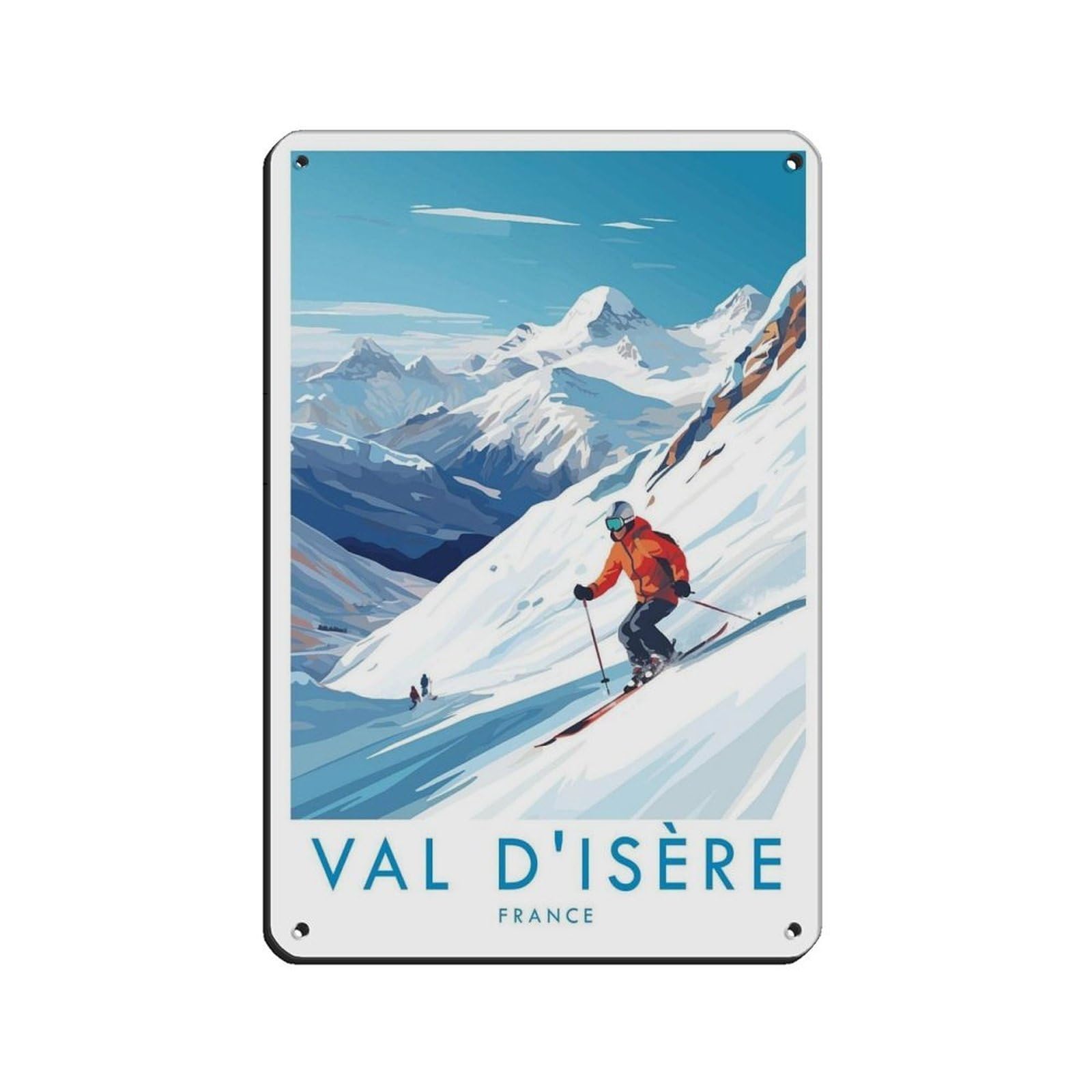 Val D'Isere Travel Poster, France, Travel Decor Tin Sign Vintage Metal Pub Club Cafe Bar Home Wall Art Decoration Poster Retro 8x12inch(20x30cm)