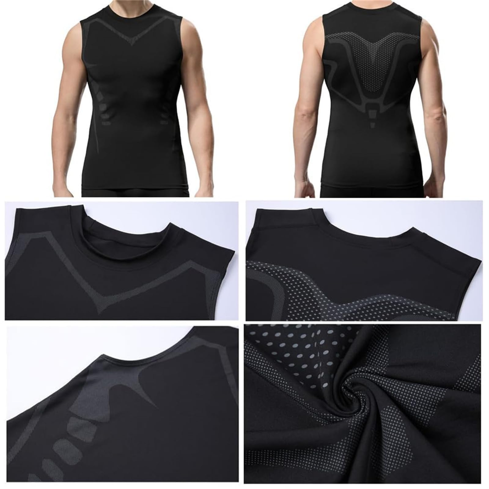 2025 Shaping Ärmelloses Kompressionsshirt, Bauchweg-Shaping-Shirt für Herren