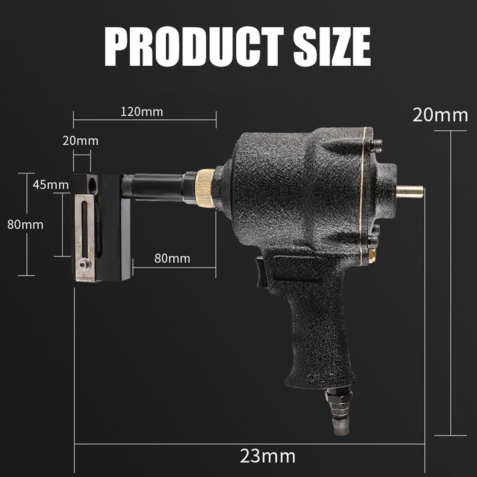 Perforadora neumática Perforadora de Agujeros de Aire Industrial Pistola | Abridor de bridas con orificio de metal,Cabezal de abrazadera con rotación de 360°,Márgenes ajustables,para(8mm)