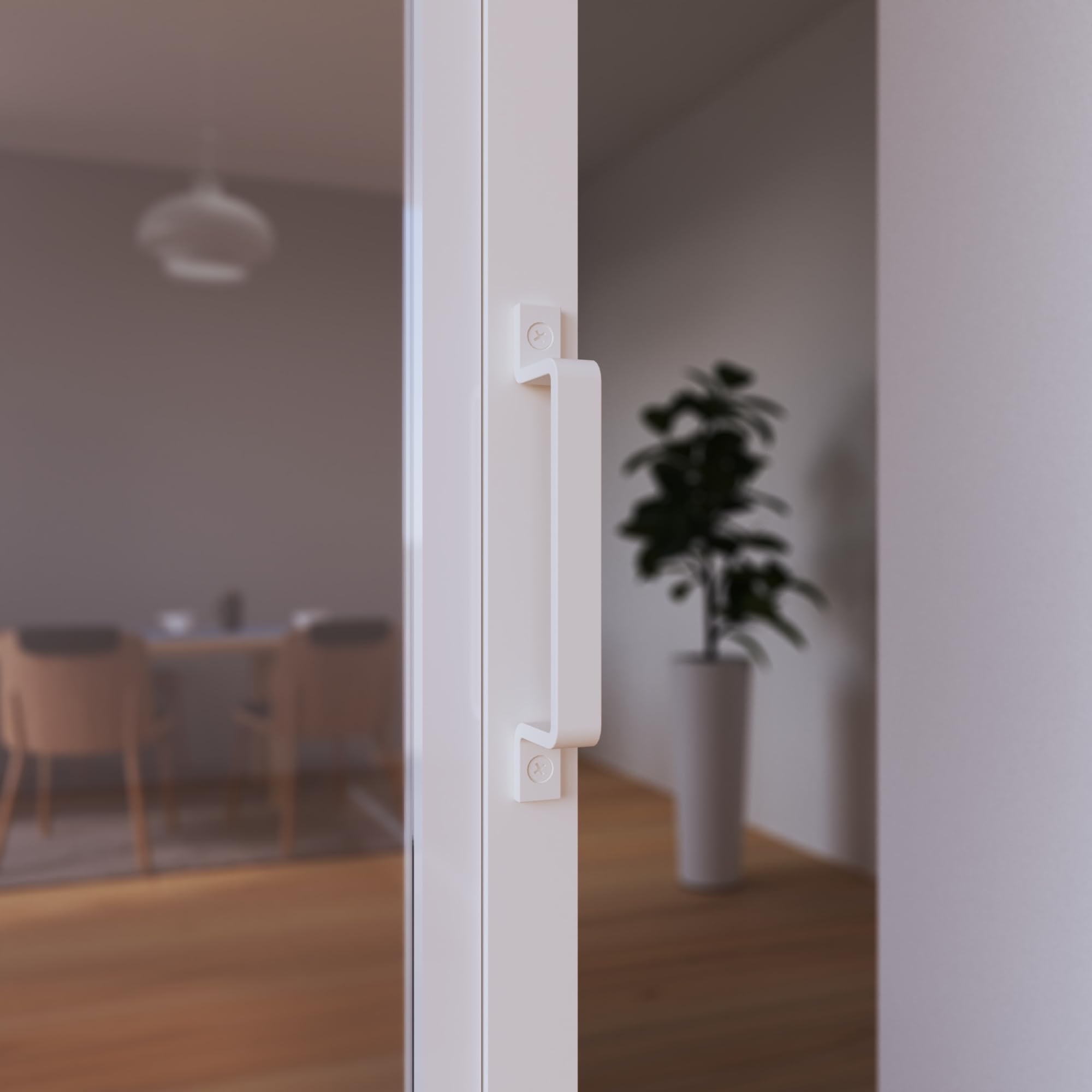 inova Glas-Schiebetür Komplettset klar 900x2150mm Industriestil weiß offene Laufschiene beidseitiger Softclose