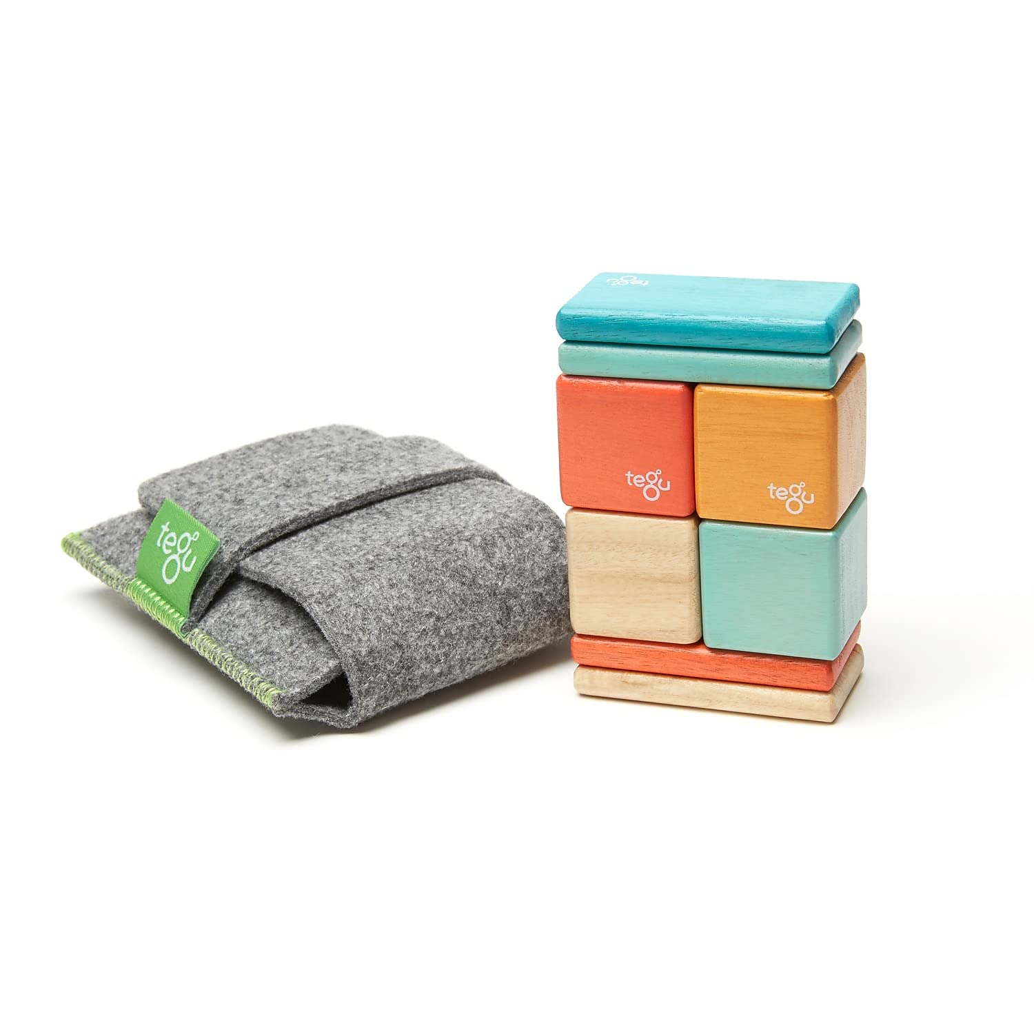 8 Piece Tegu Pocket Pouch Magnetic Wooden Block Set, Sunset