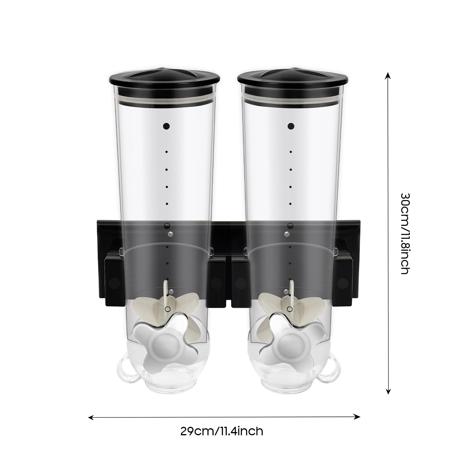 Dozownik musli, podwójny montaż na ścianie, pojemnik na płatki zbożowe, pojemnik na zboża, 2 x 1,5 l, na musli, płatki kukurydziane, słodycze