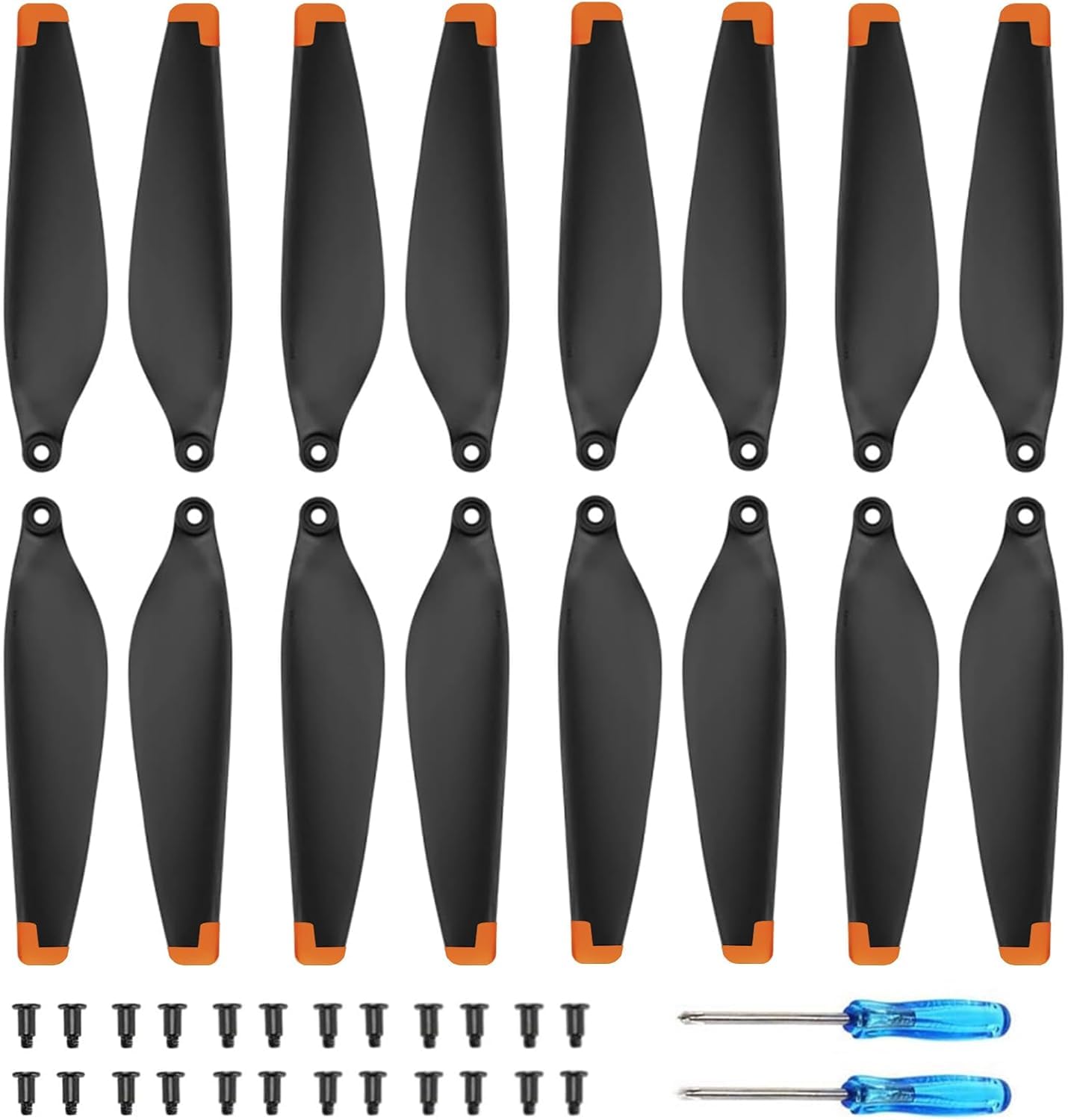 Bocguy 16 Pcs Drone Mini 3 Propellers, Drones Propellers for Mini 3 Accessories Replacement with 24 Screws & 2 Screwdriver, Low Noise & Stable (Orange)