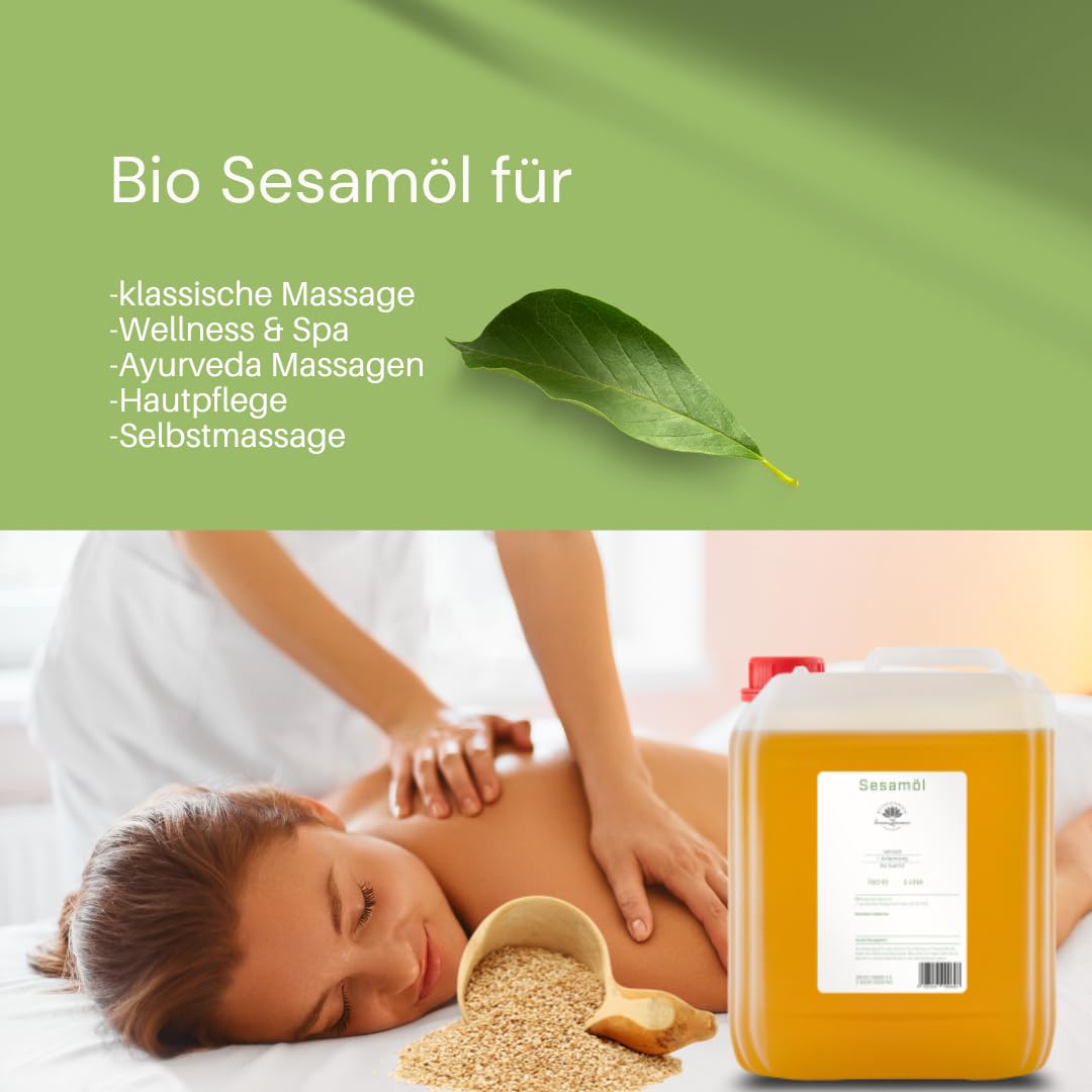 Bio Sesamöl 1. Kaltpressung - Massageöl und Basisöl (5 Liter)