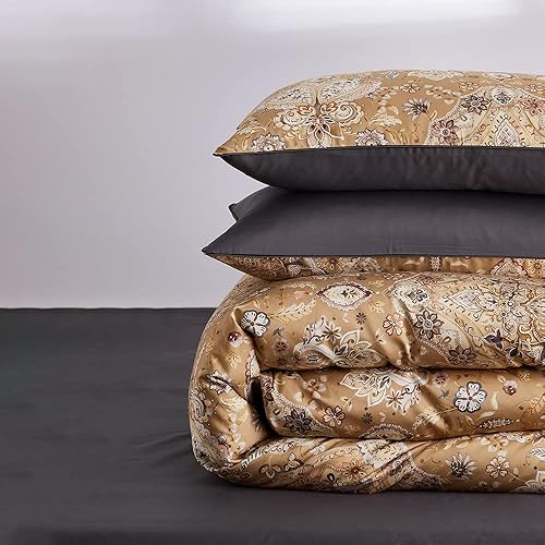 Miniatura 4 de Cupocupa - Juego de funda de edredón y de almohada tamaño Queen, con estampado floral bohemio para cama de tamaño Queen, ropa de cama suave estilo