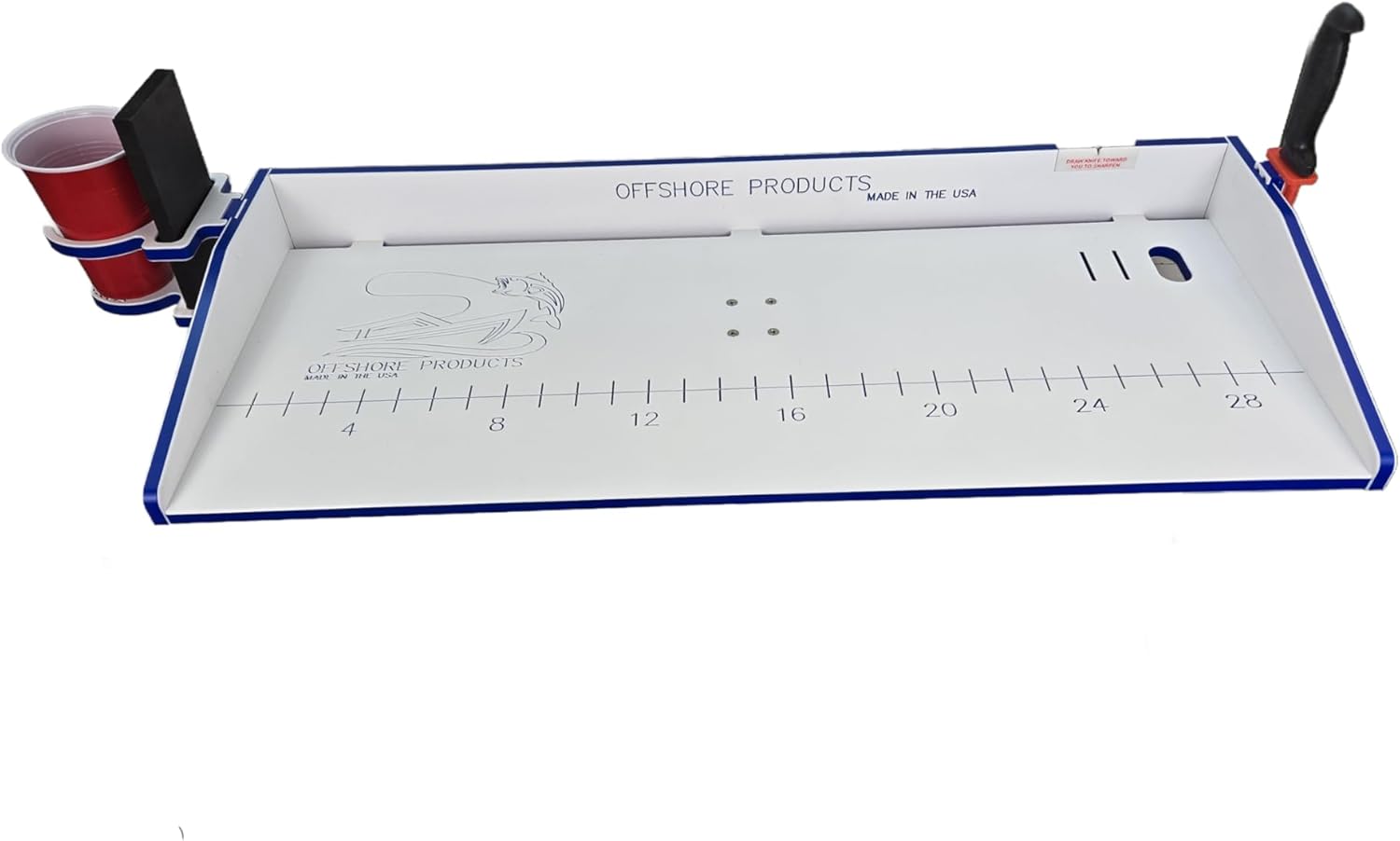 30 Inch Fishing Fillet Board with Knife Sharpener - Boat Cutting Board, Fillet Knife Sharpener, Fish Cleaning Station, Bait Cutting Board for Boat, Does not include Mount