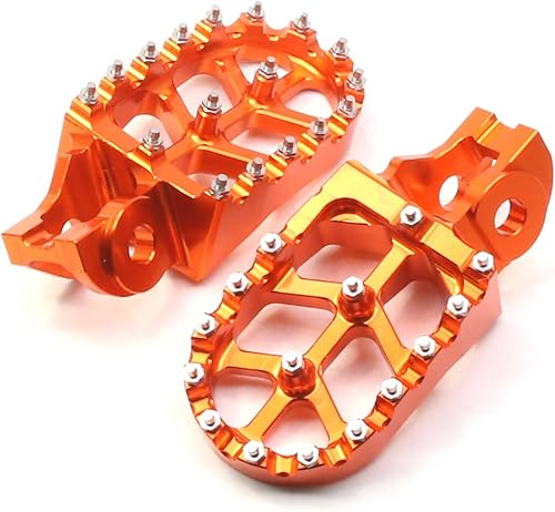 Miniatura 3 de MZS Estriberas para Moto de Cross, CNC 16-23 Estriberas de Motocross Reposapiés MX Pedal Naranja Compatible con 85 125 150 250 300 350 450 500 EXC