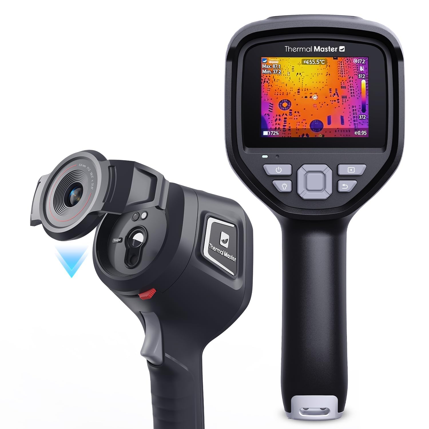 Thermal Master Thor001 Caméra thermique avec macrolens Super résolution 512 x 384 Caméra infrarouge portative ± 1,5 °C Précision 2M Pixel Caméra visuelle PC/Wifi APP Analyse d'image (Thor 001 Noir)