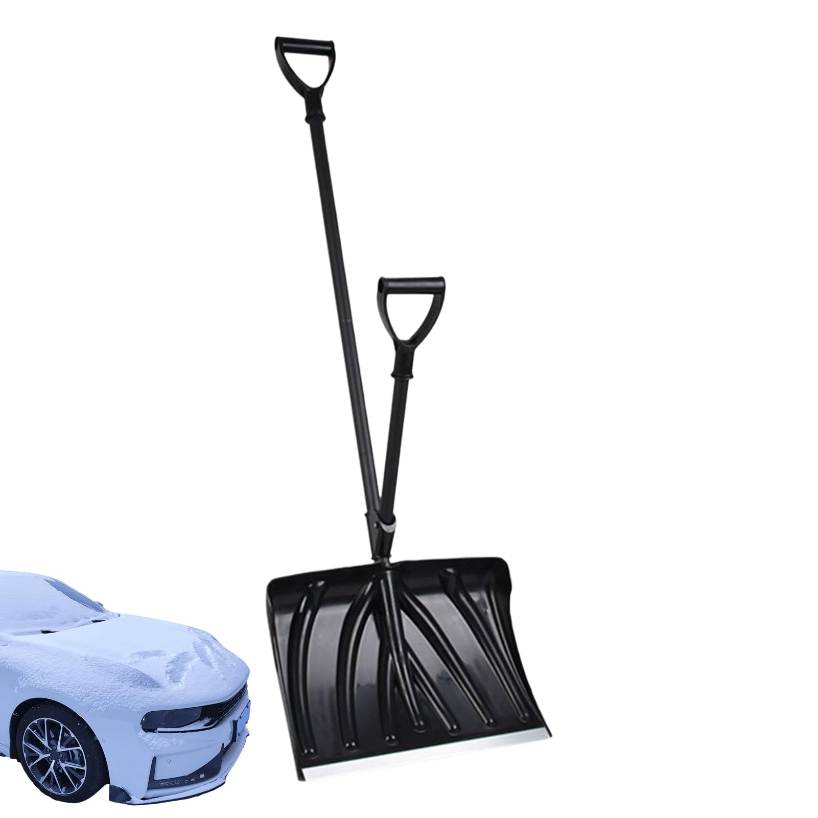 Pala De Nieve para Coche Empuñadura Antideslizante Raspador Ancho | Pala Para Quitar Nieve Con Mango En Forma De D Para Senderos Pasillos Exterior Coche Camping Hogar Garaje Patio Jardín
