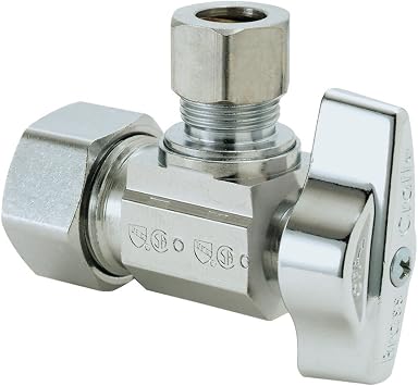 Brasscraft KTCR19 C1 1/2 nom Comp by 3/8 O.D. Comp Angle Stop, Chrome