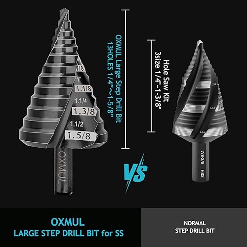Miniatura 2 de Broca de paso grande para acero, 1-58 pulgadas (Pro) 13 agujeros, brocas de cobalto M35, extra resistente para acero inoxidable, metal duro,