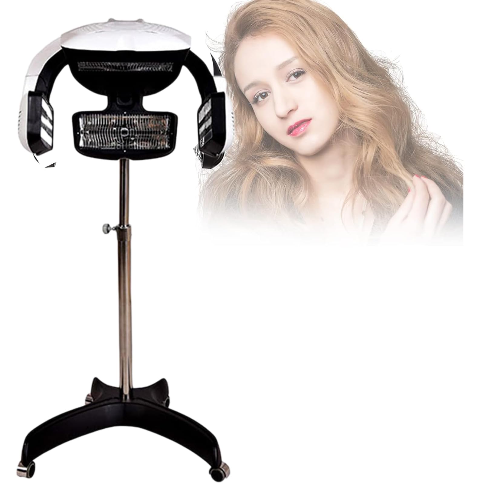 Professional Orbiting Hair Dryer Standing Hair Dryer Light Color Heater Processor with Swivel Caster Rolling Base Adjustable Time