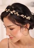 Kercisbeauty Gold Leaf Headband for Women Wedding Bridal Boho Hair Piece Dainty Hair Accessories for Special Occasion