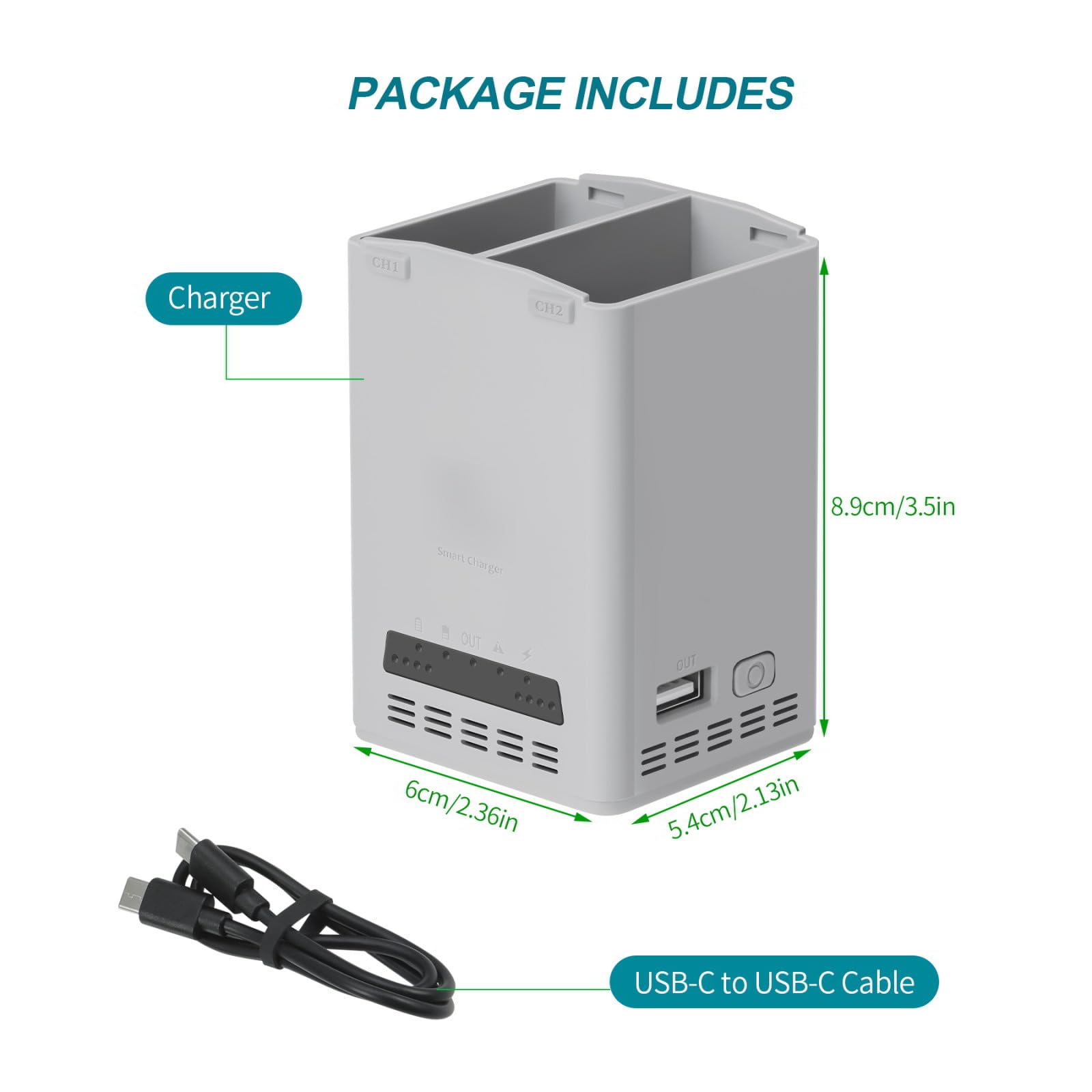 65 W a due vie veloce Hub di ricarica per DJI Lito 1 / X1, Dual caricabatteria con modalità di stoccaggio e indicatore LED, compatibile con lo standard esteso batterie